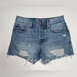 We The Free by Free People Denim Raw Hem Distressed Frayed Button Fly  Sorts 24